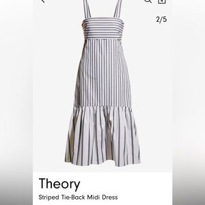 Theory Striped tie-back midi dress